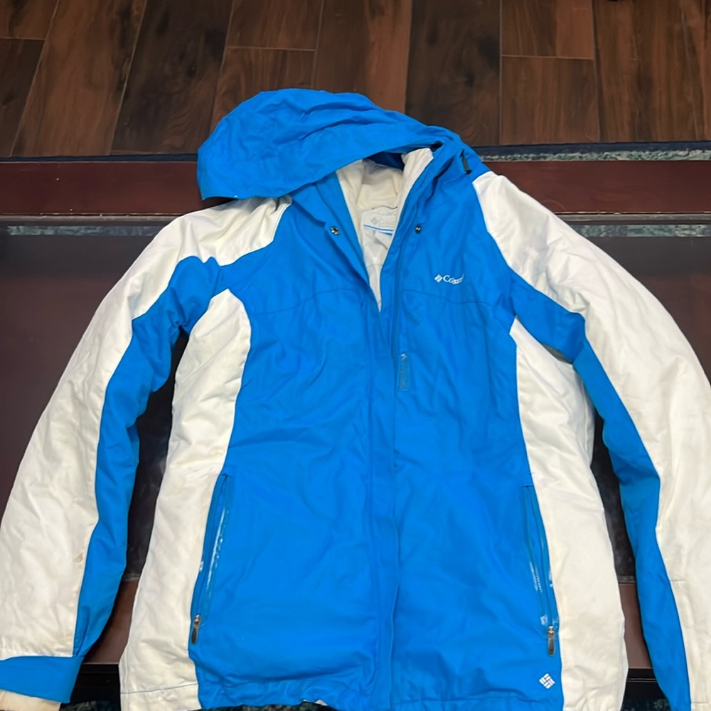 Columbia ski jacket- blue and white size large- 3 in 1